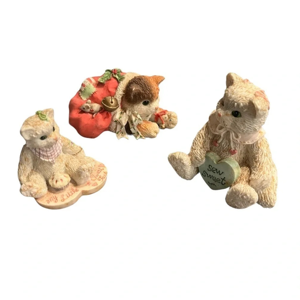 Priscilla Hillman Cat Collection Enesco Christmas Cat Sew Sweet and Sweet Tart